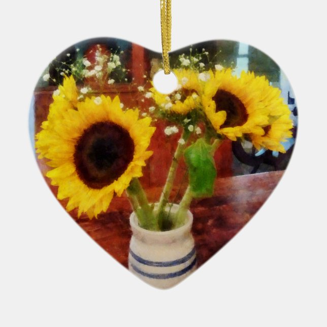 Vase of Sunflowers Ceramic Ornament (Front)