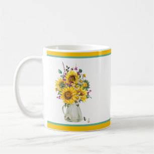 Vase of sunflowers coffee mug