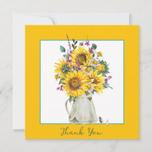 Vase of sunflowers holiday card