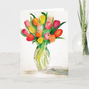 Vase of Tulips Carte de fête des mères