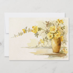 Vase of Yellow Roses Still Life Invitation