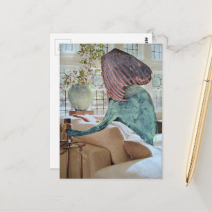 Vase on Her Head A Fun Collage Postcard