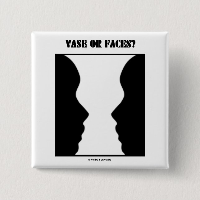 Vase Or Faces? (Optical Illusion) 2 Inch Square Button (Front)