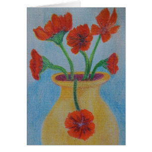Vase rouge à jaune de pavot