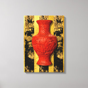 Vase rouge asiatique chinois toile étirée
