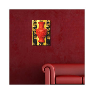 Vase rouge asiatique chinois toile étirée