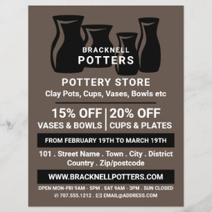 Vase Silhouettes, Pottery Store, Potters Advert Flyer