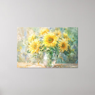 *~* Vase Sun Flowers TV2  Stretched Canvas Print
