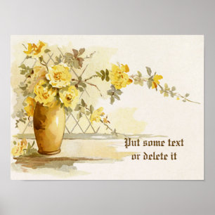 Vase vintage avec impression aquarelle de roses ja