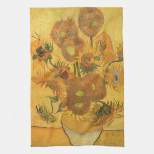 Vase with 15 Sunflowers by Vincent van Gogh Kitchen Towel