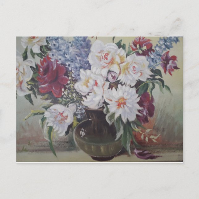 vase with bloomed flowers postcard (Front)