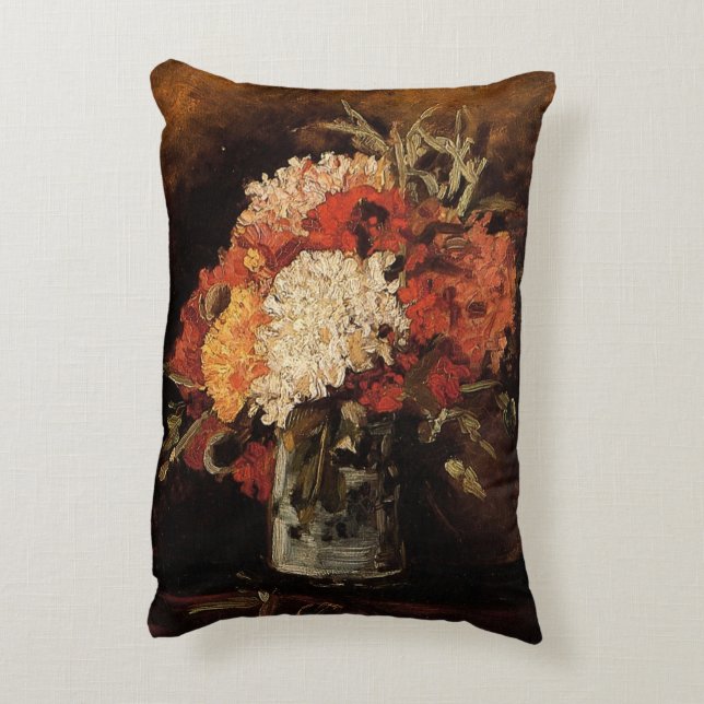 Vase with Carnations by Vincent van Gogh Accent Pillow (Back(Vertical))