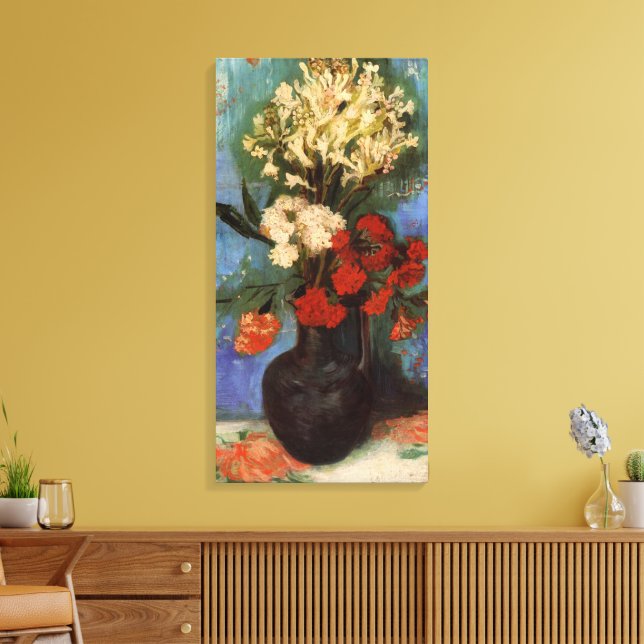 Vase with Carnations by Vincent van Gogh Canvas Print (Insitu(LivingRoom))