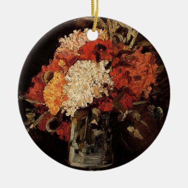 Vase with Carnations by Vincent van Gogh Ceramic Ornament (Front)