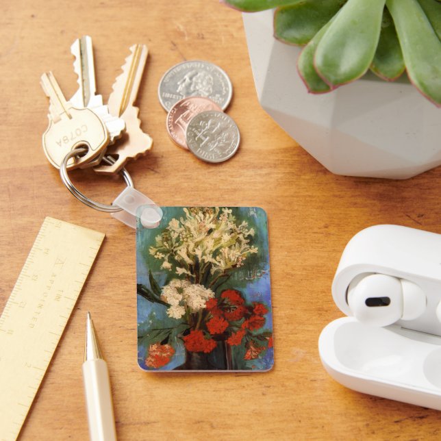 Vase with Carnations by Vincent van Gogh Keychain (Desk)
