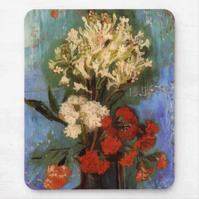 Vase with Carnations by Vincent van Gogh Mouse Pad (Front)