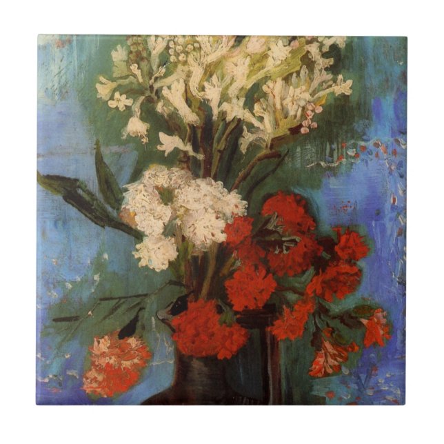 Vase with Carnations by Vincent van Gogh Tile (Front)