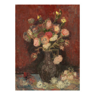 Vase with Chinese asters and gladioli van Gogh Photo Print