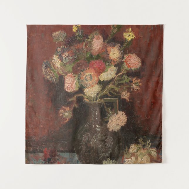 Vase with Chinese asters and gladioli van Gogh Tapestry (Front)