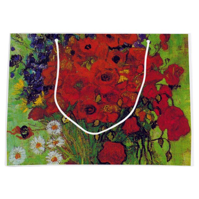 Vase with Cornflowers and Poppies, Van Gogh Large Gift Bag (Front)