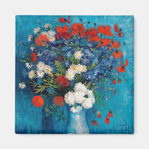 Vase with Cornflowers and Poppies, Van Gogh Magnet