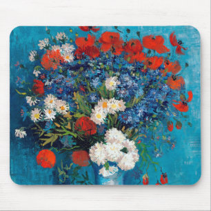 Vase with Cornflowers and Poppies, Van Gogh Mouse Pad