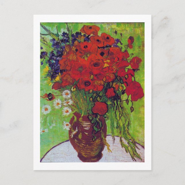 Vase with Cornflowers and Poppies, Van Gogh Postcard (Front)