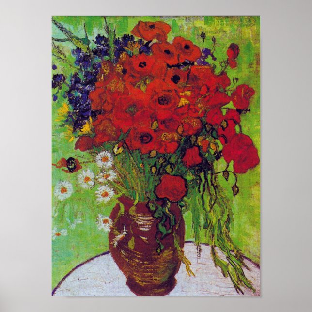 Vase with Cornflowers and Poppies, Van Gogh Poster (Front)