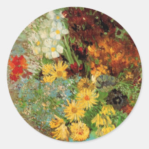 Vase with Daisies and Anemones by Vincent van Gogh Classic Round Sticker