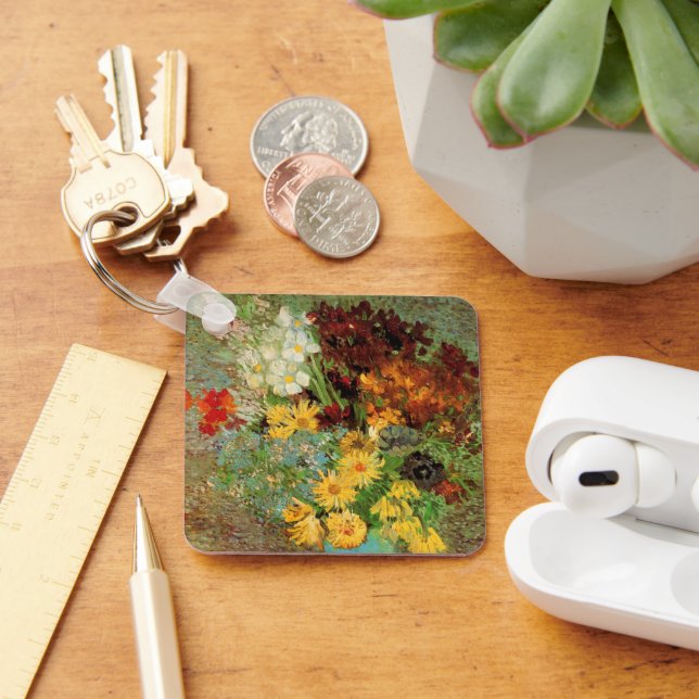 Vase with Daisies and Anemones by Vincent van Gogh Keychain (Desk)