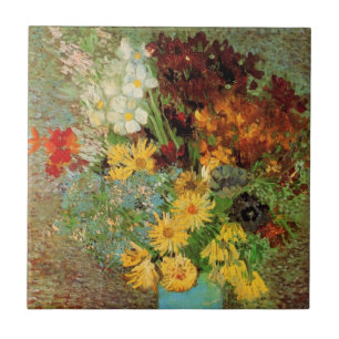 Vase with Daisies and Anemones by Vincent van Gogh Tile