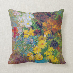 Vase with Daisies and Anemones, Van Gogh Throw Pillow