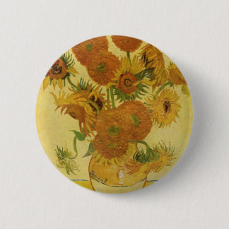 Vase with Fifteen Sunflowers by Van Gogh 2 Inch Round Button