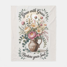 Vase with Florals Grow With Grace Quote
