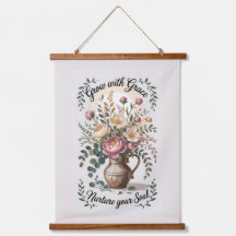 Vase with Florals Grow With Grace Quote