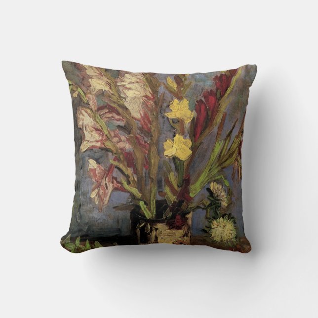 Vase with Gladioli by Vincent van Gogh Throw Pillow (Front)