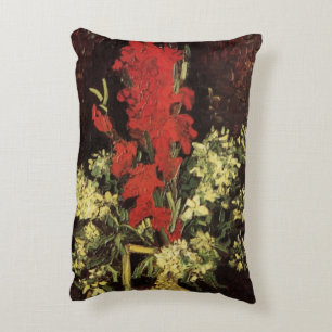 Vase with Gladioli, Carnations by Vincent van Gogh Accent Pillow
