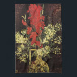 Vase with Gladioli, Carnations by Vincent van Gogh Kitchen Towel<br><div class="desc">Vase with Gladioli and Carnations by Vincent van Gogh is a vintage fine art post impressionism still life floral painting. An autumn bouquet of red gladiolas and white carnation flowers from the garden. They are displayed in a beautiful decorative vase. About the artist: Vincent Willem van Gogh (1853 -1890) was...</div>