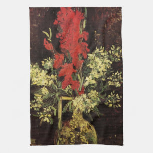 Vase with Gladioli, Carnations by Vincent van Gogh Kitchen Towel