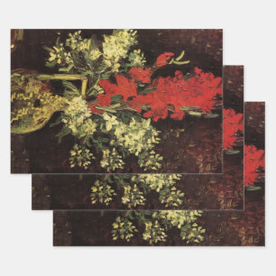 Vase with Gladioli, Carnations by Vincent van Gogh Wrapping Paper Sheet