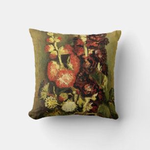 Vase with Hollyhocks by Vincent van Gogh Throw Pillow