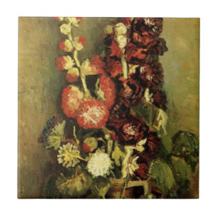 Vase with Hollyhocks by Vincent van Gogh Tile