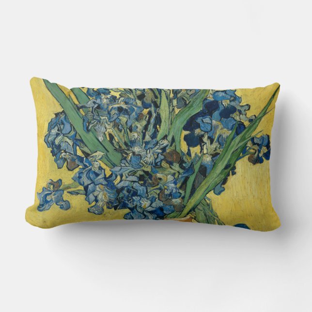Vase with Irises by Van Gogh Lumbar Pillow (Front)