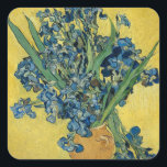 Vase with Irises by Van Gogh Square Sticker<br><div class="desc">Vincent van Gogh's art - Paintings of floral and nature - Post-impressionist landscape artworks - Vase with Irises</div>