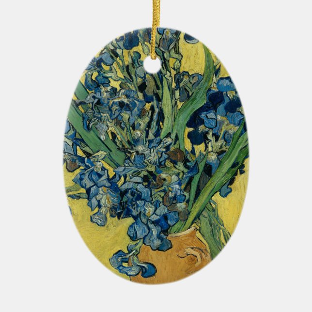 Vase with Irises by Van Gogh - Still Life Ceramic Ornament (Front)