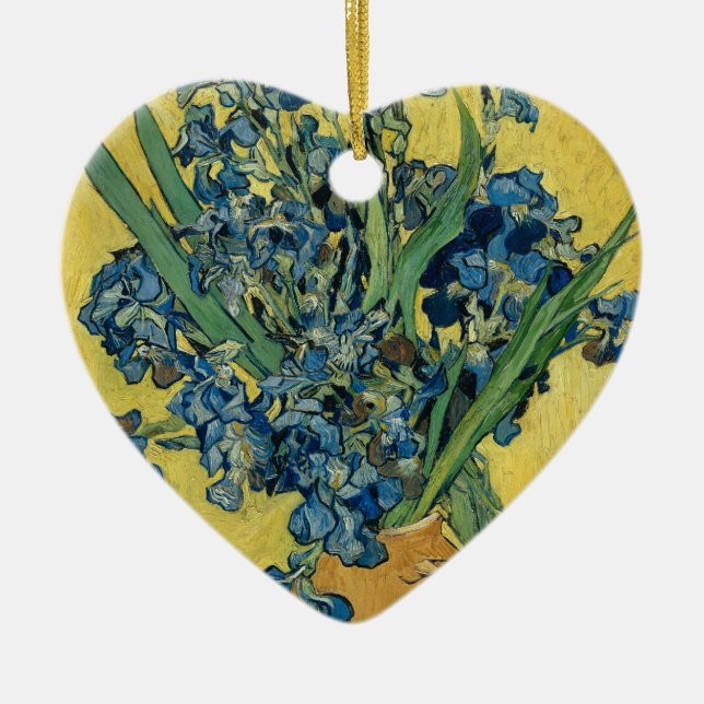 Vase with Irises by Van Gogh - Still Life Ceramic Ornament (Front)