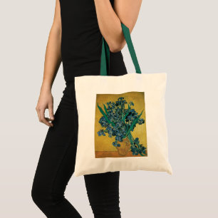 Vase with Irises by Vincent van Gogh, Vintage Art Tote Bag