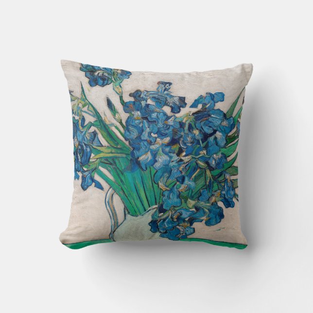 Vase with Irises, Van Gogh Throw Pillow (Front)