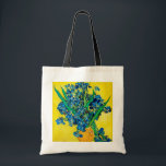 Vase with Irises, Van Gogh Tote Bag<br><div class="desc">Vincent Willem van Gogh (30 March 1853 – 29 July 1890) was a Dutch post-impressionist painter who is among the most famous and influential figures in the history of Western art. In just over a decade, he created about 2, 100 artworks, including around 860 oil paintings, most of which date...</div>