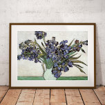 Vase with Irises Vincent van Gogh  Poster<br><div class="desc">A fine art poster of the post-impressionist painting,  Vase with Irises (1890) by Vincent Van Gogh. Beautiful blue-violet irises in a vase against a white background.</div>